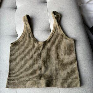 Olive green Out From Under Drew Seamless Ribbed Cropped Tank Top